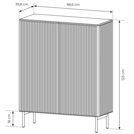 Komoda ryflowana kszmir 100 cm 2-drzwiowa MIGEL